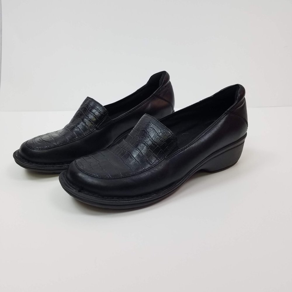 Clarks Black Croco Azlyn Wish Leather Loafer